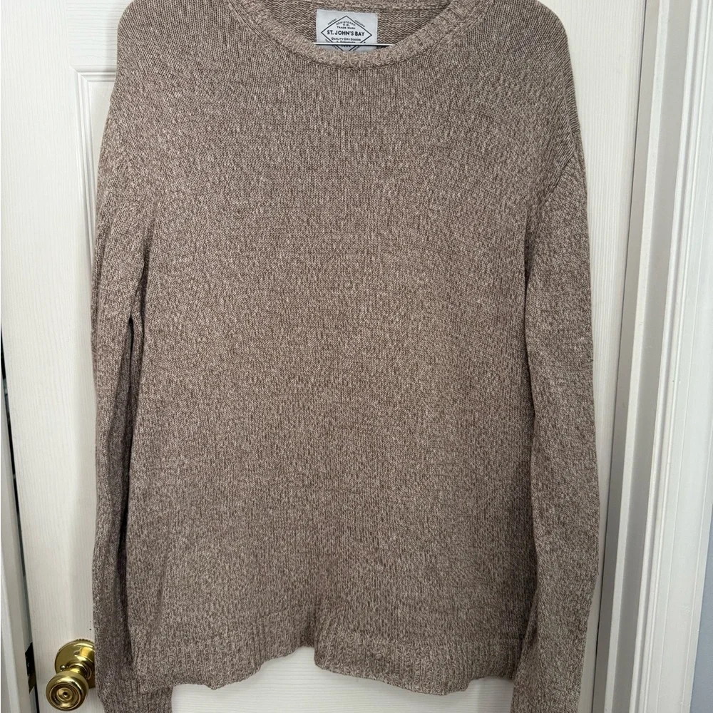 St. Johns Bay Mens XXL Tan‎ Marled Cotton Crewneck Sweater Pullover RN 93677